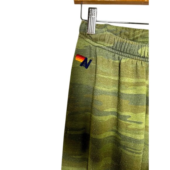Aviator Nation Camo Sweatpants Joggers L Rainbow Stripe Side Made USA - Picture 4 of 8